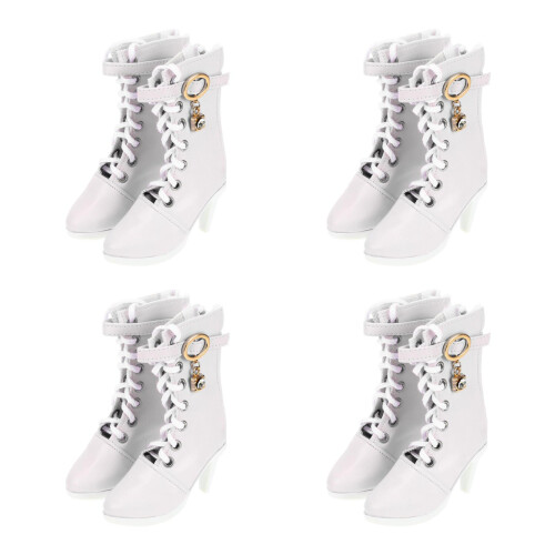 4Paires Mini Bottines Élégantes Blanches Pour , Jouet Mode Fille