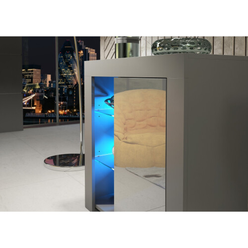 Sideboard Serene 83cm - Dark Grey with Gloss Doors and LED Lights 2