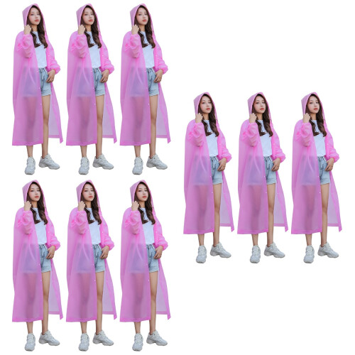 9Pièces Ponchos Rose Adulte Réutilisable Avec Capuche