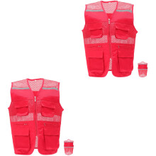 2Pièces Gilet Réfléchissant Rouge Confortable Poches Multiples