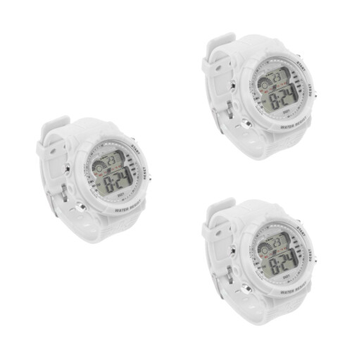 3St Waterdichte Digitale Sporthorloges Wit LED Display
