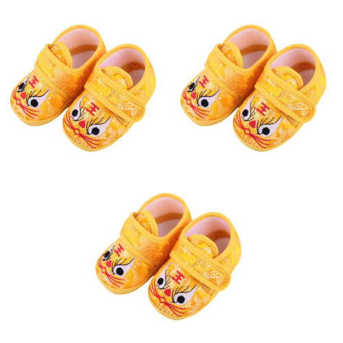 3Paires Chaussures Bébé Brodées Confortables Et Stylées