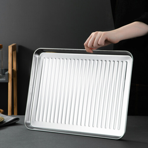 6Pcs Multi-Function Stainless Steel Baking Trays for Oven Use Silver 2