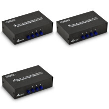 3X FJGEAR AV Switcher 4 Into 1 Out Av RCA Interface Audio and Video Switcher Multi-Function 4-Way AV Switcher