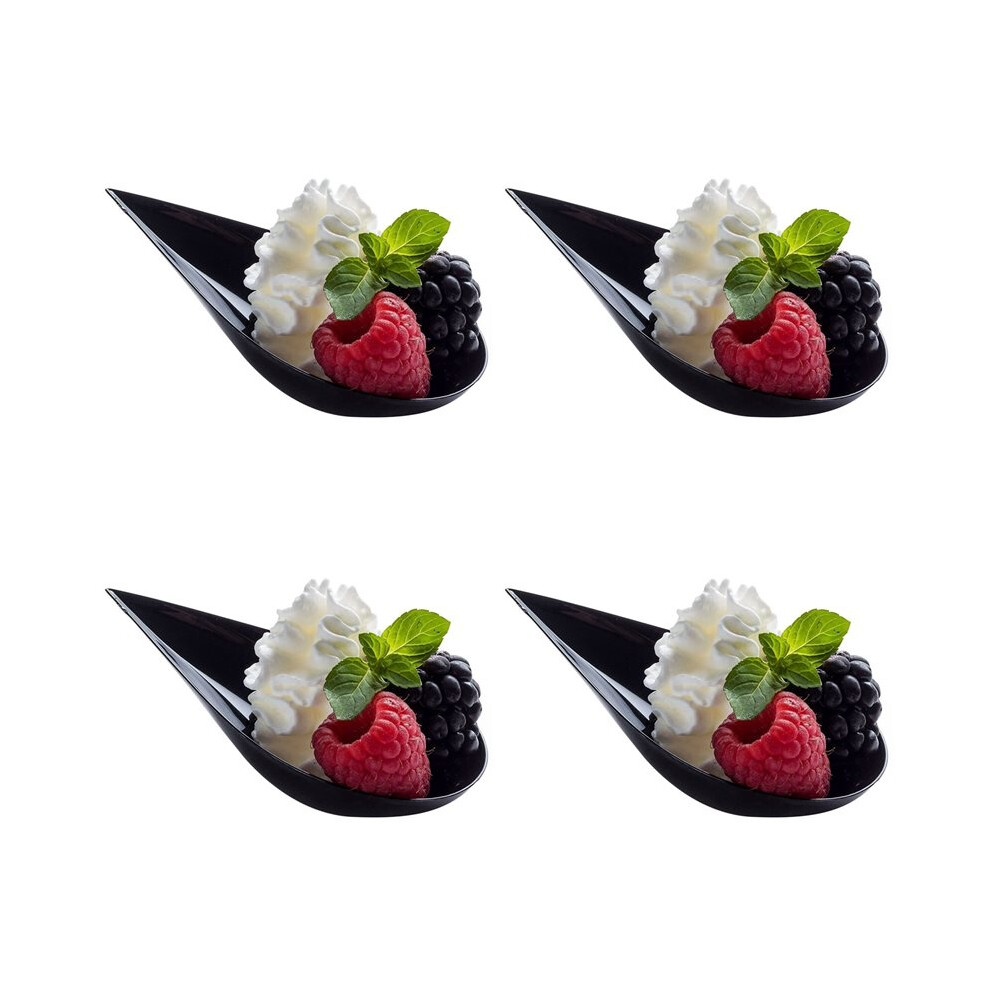 400 Tear Drop Appetizer Plates - Dessert Plates Tasting Spoons Plastic Spoons Dessert Spoon Bowls, Black 6031758842547