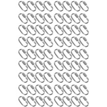 72 Pcs Quick Link M4 4MM Stainless Steel Chain Connector,Heavy Duty D Shape Locking Looks for Carabiner, Max.Load 500 Lb