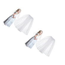 2Pièces Voiles De Courts Blancs En Tulle Pour Femme
