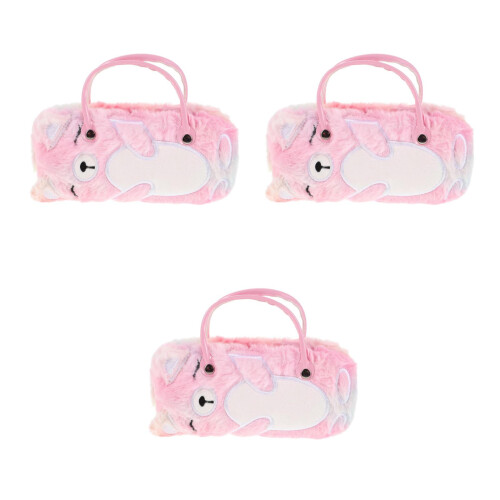 3Pcs Plush Hard Shell Eyeglass Case Cute Bear Design Portable Storage 1