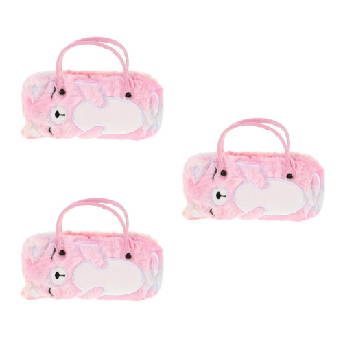 3Pcs Plush Hard Shell Eyeglass Case Cute Bear Design Portable Storage 2