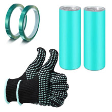 Sublimation Tumblers Silicone Bands Sleeve Kit, Including 2 Silicone Mug Wrap 2 Heat Press Tapes and Heat Gloves