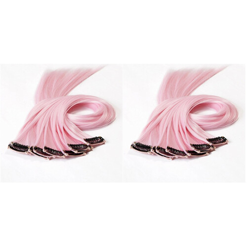 20Pièces Extensions Lisses Clip-in Rose Faciles À Coiffer