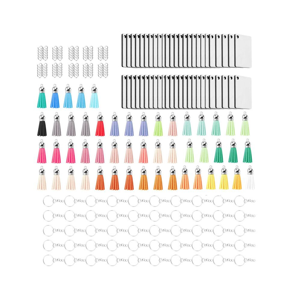 250 Pieces Rectangle Sublimation Keychain Blank Bulk, Sublimation Blank Keychain 2.4Inch Heat Transfer Blank Keychain 4713427169378