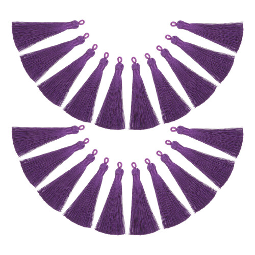 60Pièces Décorations Pompon Violet Longue Couleur Vive Pour