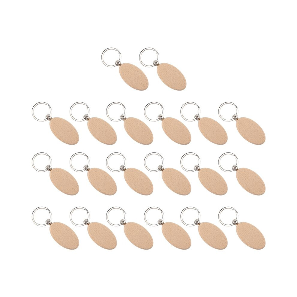 20Pcs Blank Wooden Key Chain Diy Wood Keychains Key Tags Gifts Yellow Oval 4712115363982