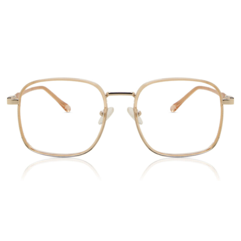 Smartbuy Collection Full Rim Square Brown Gold Felt Mtr-90E Unisex Eyeglasses