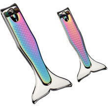 2 Pezzi Antiscivolo Portatile per Uso Domestico Placcatura nel Ferro Color Peptide Color Sirena Tagliaunghie ( + Piccolo)