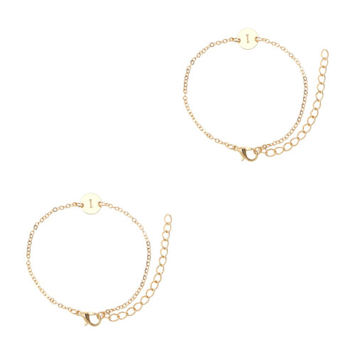 2Pcs Women Anklet Bracelet Adjustable Link Chain 2