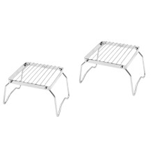 2Pièces Grill Portable Pliable Argenté Acier Inoxydable Pour Camping