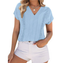 Tops for Women Summer Fashion Clothes Dressy Casual Blouses Cap Sleeve V Neck Shirts Work Outfits Light S