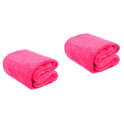 2Pcs Durable Flannel Pet Blanket Rosy Color Soft Warm Bedding 2