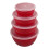 16Pcs Red Plastic Mixing Bowls with Lids Nesting Prep and Storage Set 2