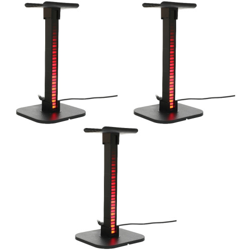 3Pièces Support Casque Rgb Noir Avec Pour Gamers