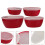 16Pcs Red Plastic Mixing Bowls with Lids Nesting Prep and Storage Set 10