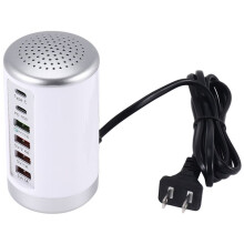 65W USB Fast Charger HUB Quick Charge QC3.0 Multi 6 Port USB Type C PD Charger Charging Station(White) US Plug
