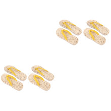 2Pièces Slippers Jaunes Antidérapants Tressés Mode Plage Femme