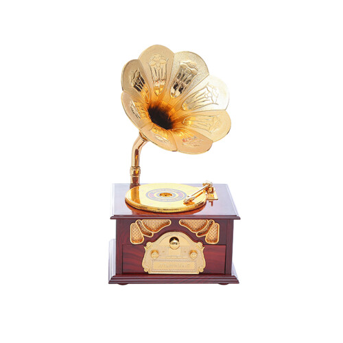 2Pcs Music Box Retro Phonograph Wooden Decor Multi Color Creative Gift 1