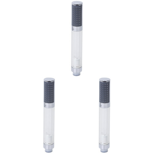 3Pcs Bathroom LED Showerhead Round Bar Hand White 2