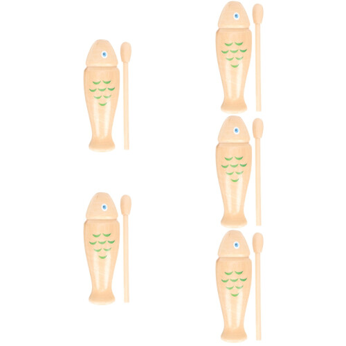 5Ensembles Instruments Musicaux Bébé En Bois Durable Beige