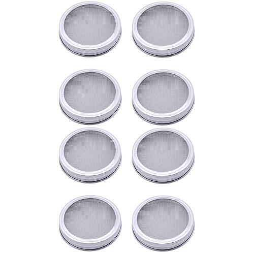 8Pièces Couvercles Germoirs Bocal Argent Résistants Maille Inox