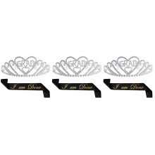 3Ensembles Couronne Et Ceinture De Graduation Noire Pour Fête Fille