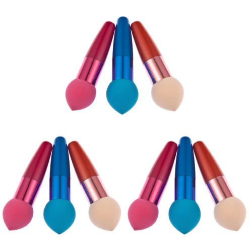 9Pcs Assorted Color Makeup Brush Set Sponge Cosmetic Tools for Women 2