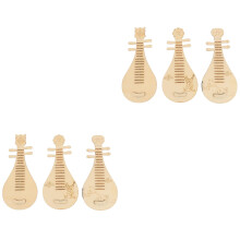6Pièces Jouet Luth Bois Beige Style Chinois Instrument Éducatif Enfant