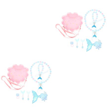2Ensembles Bijoux Fille Sirène Collier Bracelet Jouer Couleurs Vives