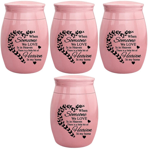 4Pcs Pet and Human Ashes Urns Pink Decorative Mini Keepsake for Home 1