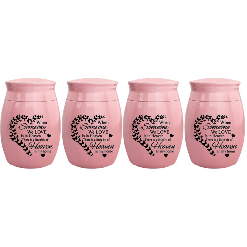 4Pcs Pet and Human Ashes Urns Pink Decorative Mini Keepsake for Home 2