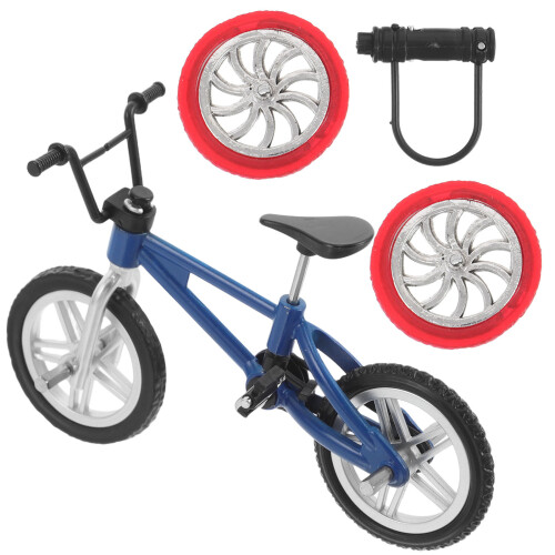 5Sets Blue Alloy Toy Realistic Mountain Finger Bicycle Model 1