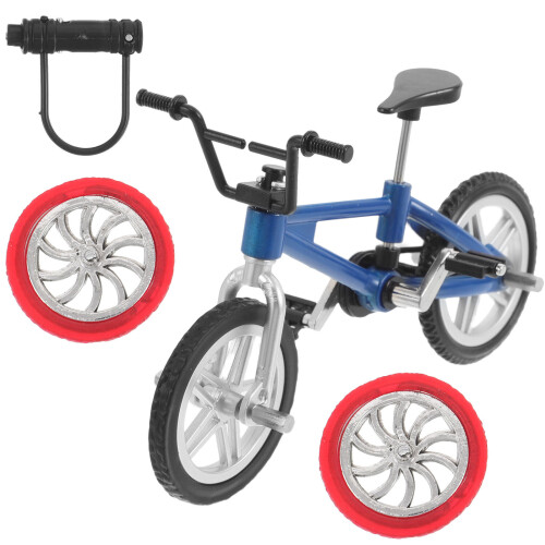 5Sets Blue Alloy Toy Realistic Mountain Finger Bicycle Model 2