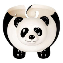 Panda Shape Yarn Bowl, Knitting Wool Storage Basket Round with Holes, Ceramic Glossy Surface Exquisite Texture