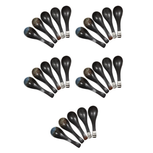 25Pcs Japanese Style Assorted Color Ceramic Soup Spoons for Dinner 1