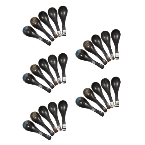 25Pcs Japanese Style Assorted Color Ceramic Soup Spoons for Dinner 2