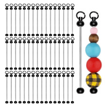 50pcs Blank Beadable Keychain Bars,Metal DIY Bead Keychain Bar Charms Easy to Detachable Beaded Key for Item