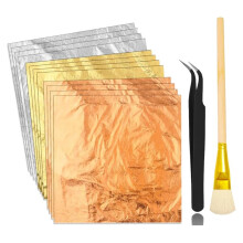 Gold-Leaf Sheets for Art, 3 Colors 150 Sheets Gold Foil Sheets for DIY Crafts Decor,Painting with Tweezer & Brush