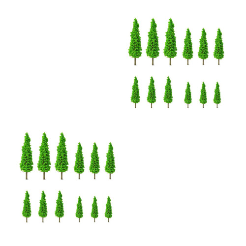 24Pièces Mini Arbres Décoratifs Plastique Vert Pour Décor
