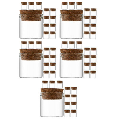 60Pièces Bouteilles Verre Transparent Multifonction Bouchons Bois