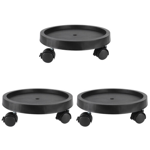 3Pcs Black Round Flowerpot Wheel Base Durable Plastic Stand 2