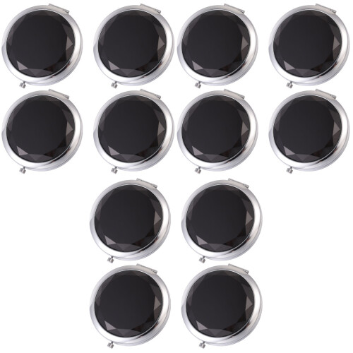 12Pcs Black Folding Pocket Mirror Double Side Polished Makeup Mirror 2